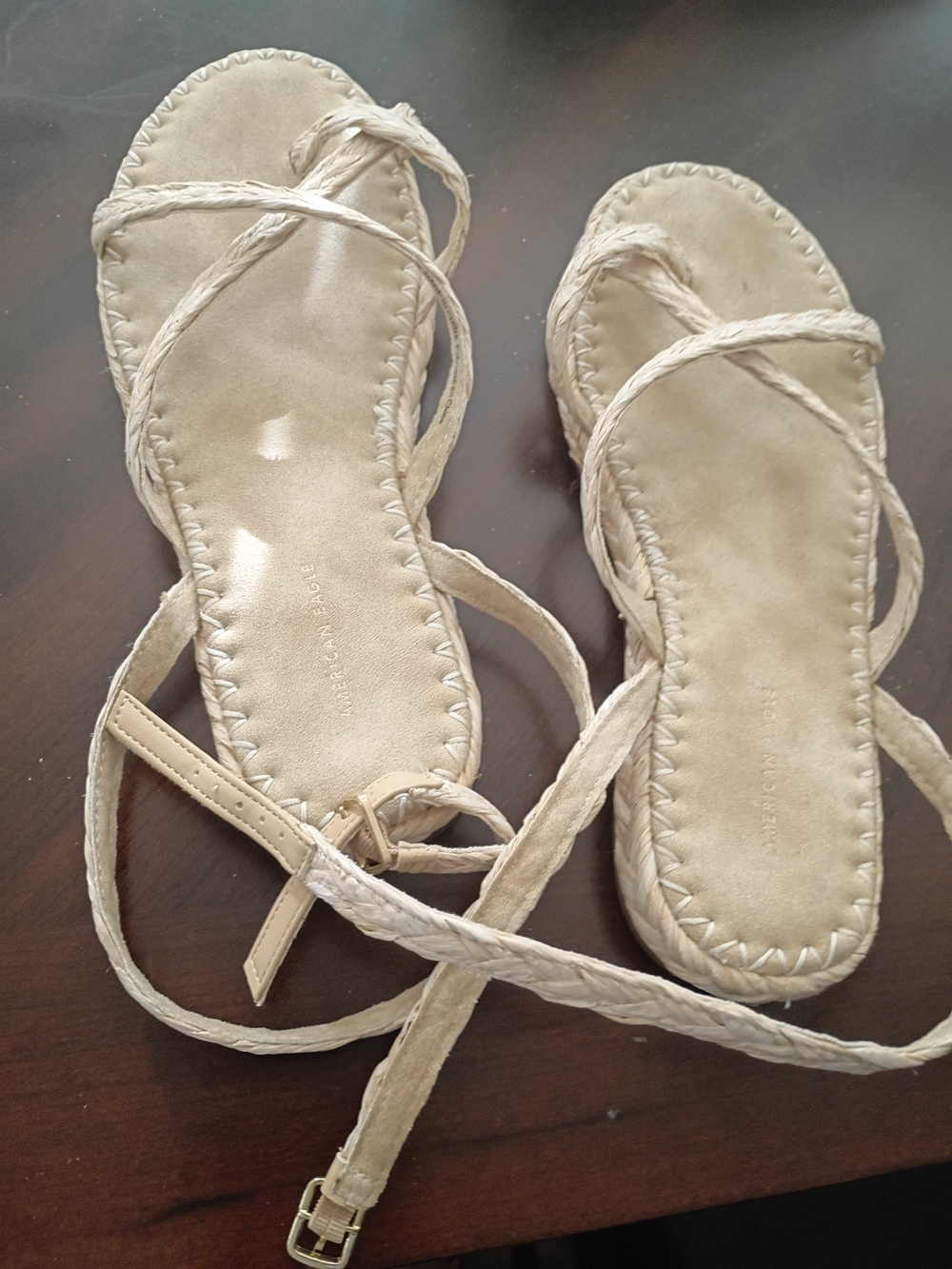 Beige Suede Lace-Up Women's Sandals